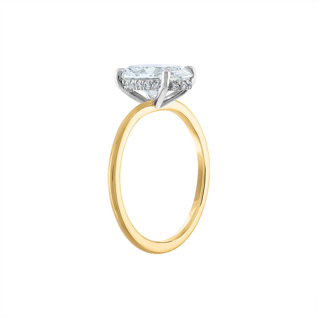 Kaia Two Tone Solitaire Oval with Hidden Halo